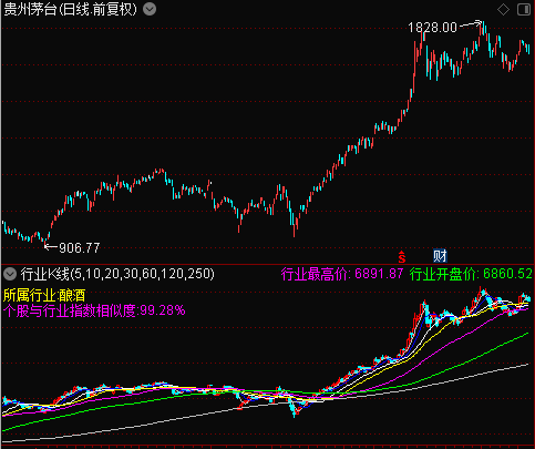 行业k线 个股所对应行业指数的k线走势 无加密 无未来函数 无引用dll