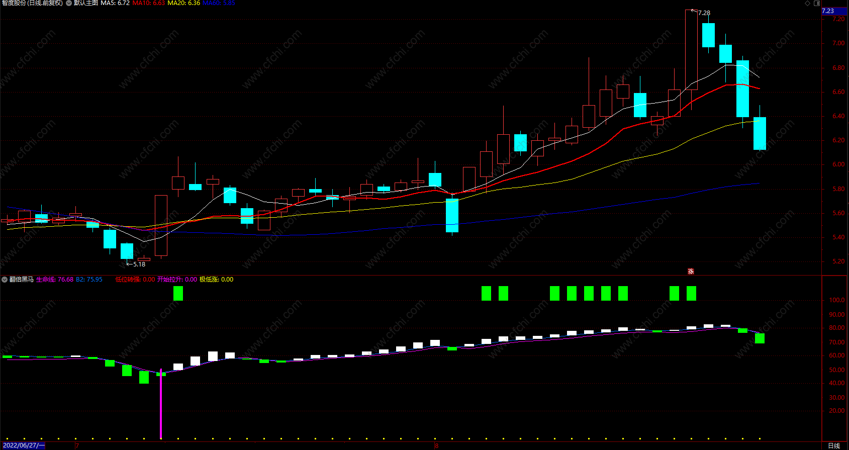 翻倍黑马指标 通达信波段顶底买卖指标无未来 副图 源码