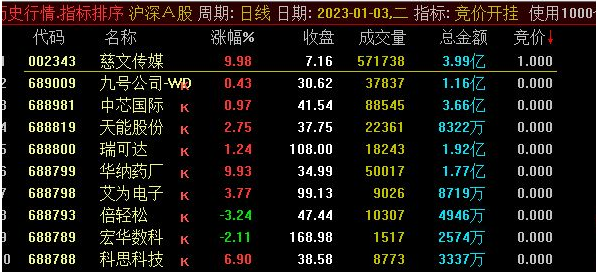 竞价开挂 竞价排序选股预警 9.25分选全天不变 通达信 开源