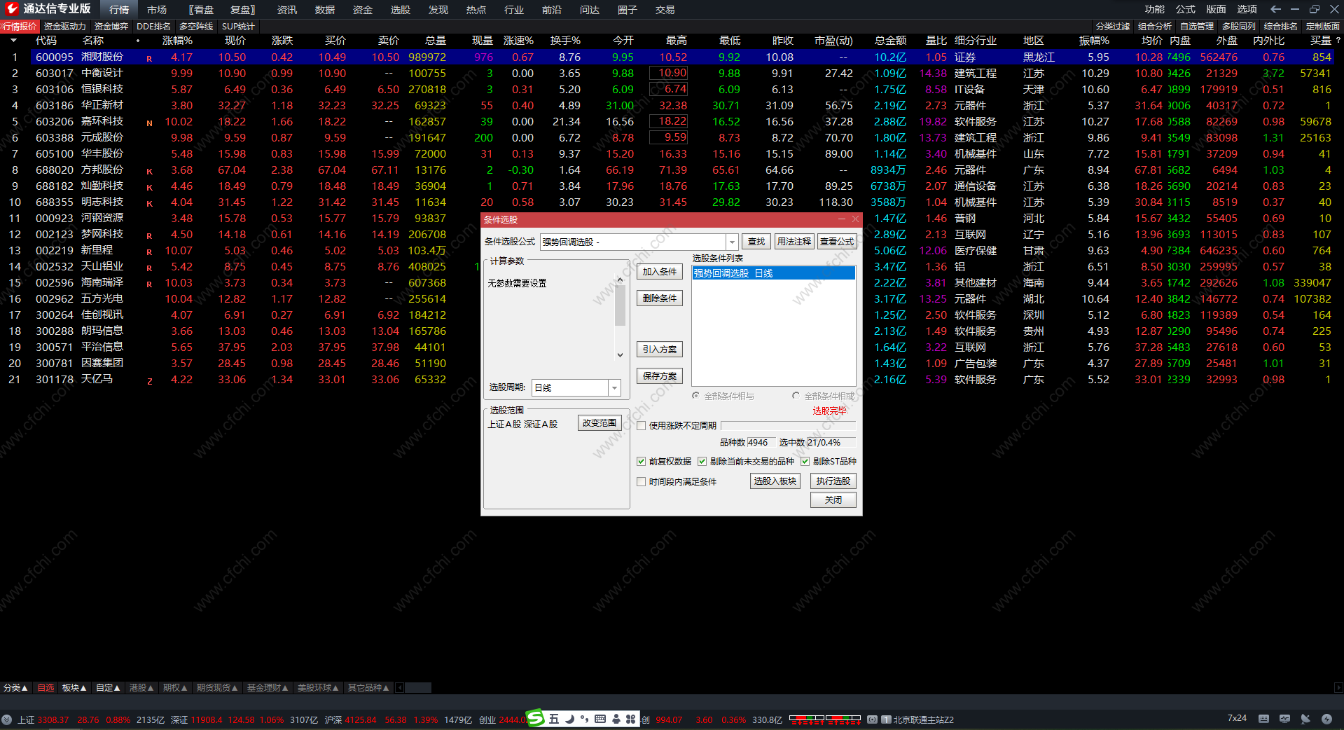 通达信强势反转选股指标 回调涨停板买卖提示指标公式 主副图 无未来 源码 