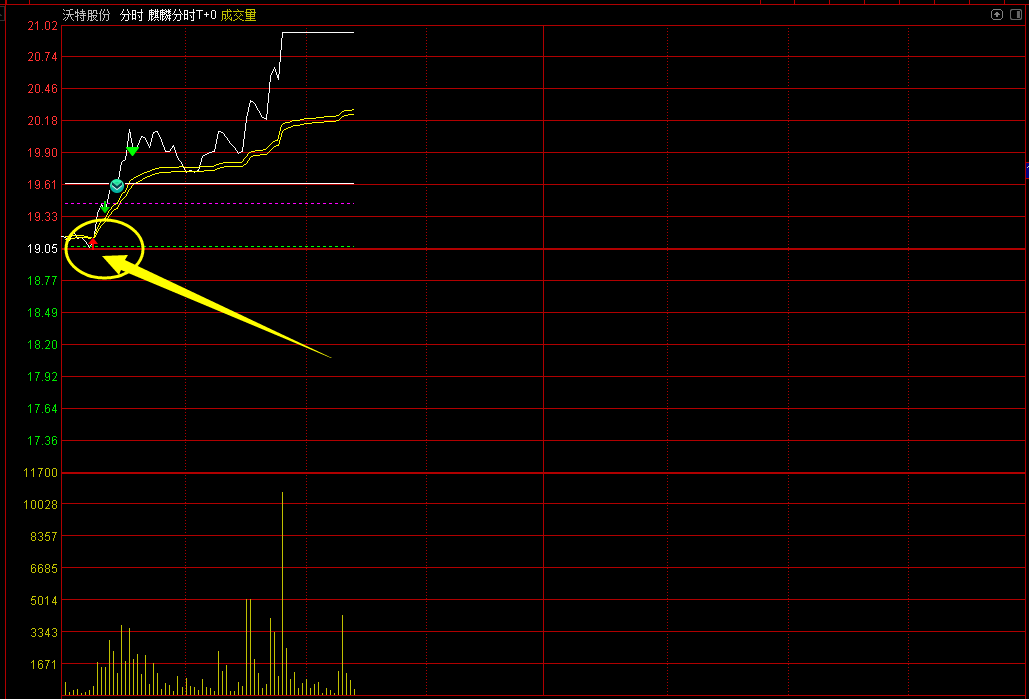 通达信《麒麟分时T+0》主图指标，高低点提示，急涨急跌用于股票、可转债，期货等的指标公式。