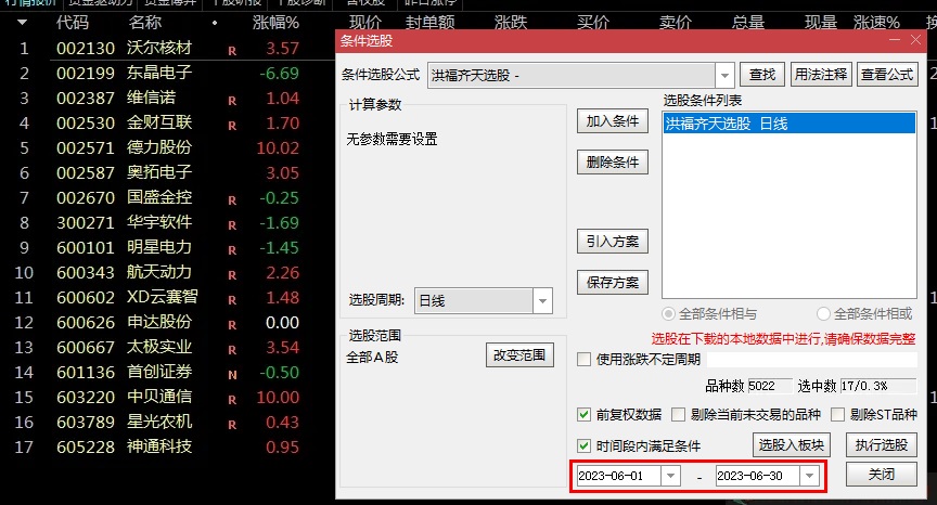 【洪福齐天】通达信洪福齐天副图选股指标，源码分享