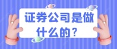 证券公司是做什么的？
